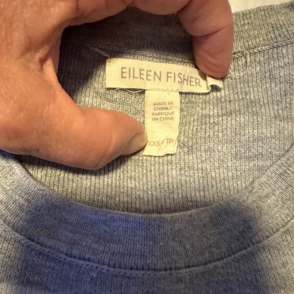 Eileen Fisher‎ Long Sleeve Knit Sweater/Shirt; Charcoal/Grey Stripes; Size XXS - Picture 3 of 3